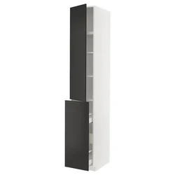 METOD / MAXIMERA Vis.elem. s izvl.funk. 3fi/1vr/2pol, bela/Nickebo boja antracita, mat, 40x60x240 cm