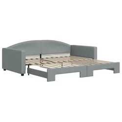 Vidaxl Izvlečna dnevna postelja svetlo siva 100x200 cm blago