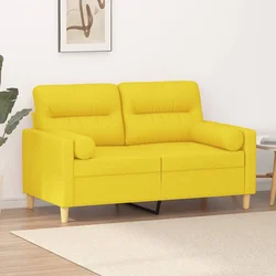 Dvosjed s ukrasnim jastucima svjetložuti 120 cm od tkanine