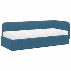 Vidaxl Kotna postelja Modra 80 x 200 cm Žamet