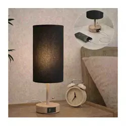 Brilagi - Stona lampa sa USB portom TABLON 1xE27/25W/230V hrast/bež/crna