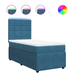 Vidaxl Box spring postelja z vzmetnico modra 90x200 cm žamet