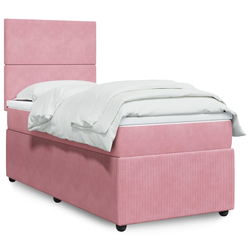 Vidaxl Box spring postelja z vzmetnico roza 100x200 cm žamet