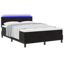 vidaXL Box Spring Postelja z Vzmetnico in LED Črna 140x200 cm Žamet