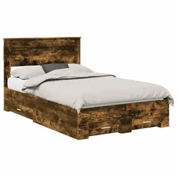 Vidaxl Konstrukcija postelje z vzglavjem Dimljeni oreh 135 x 190 cm