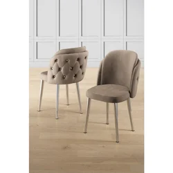 Hanah Home set trpezarijskih stolica Axle 8 kom, kapućino tkanina Babyface, hromirane metalne noge
