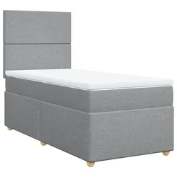 Vidaxl Box spring postelja z vzmetnico svetlo siva 80x200 cm blago