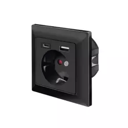 shumee LogiLink črna vgradna električna vtičnica USB-C USB-A 14W 5V