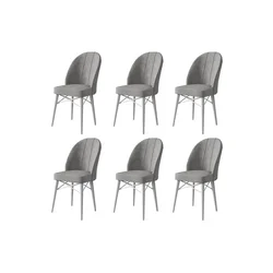 Hanah Home Set stolica Ritim, 44x96x42 cm, 6 komada, Sivo-bele