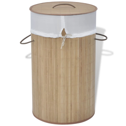 vidaXL 242723  Bamboo Laundry Bin Round Natural