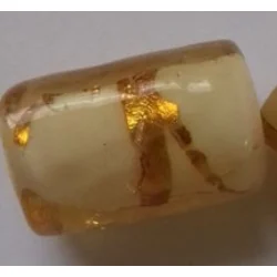 Tuba 10*15 mm bela sa zlatnom sarom -Lampwork perle