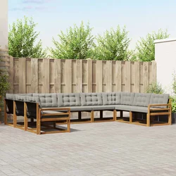 Set vanjskih sofa 9 kom. Prirodna i svijetlo siva