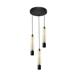 LED luster na sajli BARS 3xGU10/4,8W/230V crna/zlatna