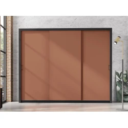Garderobna omara Murrieta 193 (Črna + Rjava) Črna, Rjava, 206x255x60cm, Vrata omare: Drsna