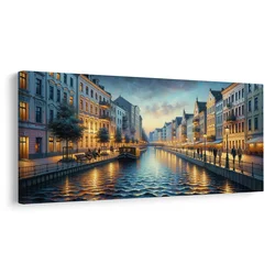 Slika osvetljena večerna obala - 200x100