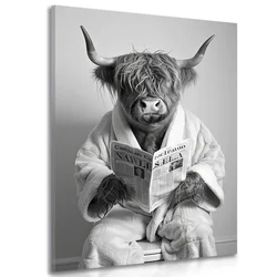 Slika krava s časopisom na stranišču - 30x40
