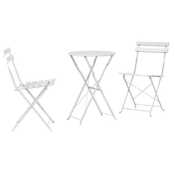 Sklopivi bistro set 3 pcs Bijelo Čelik