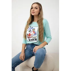 Blouse with 3D Watch mint graphics