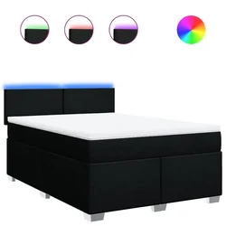 Vidaxl Box spring postelja z vzmetnico črna 140x200 cm blago