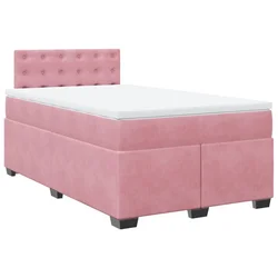 Vidaxl Box spring postelja z vzmetnico roza 120x190 cm žamet