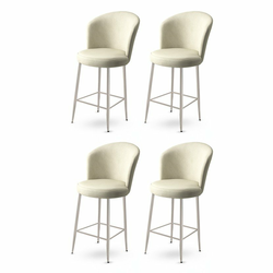 HANAH HOME Set 4 barske stolice Alte Cream Chrome