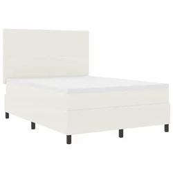 Vidaxl LED Box Spring Postelja z vzglavjem Krema in bela 160 x 200 cm
