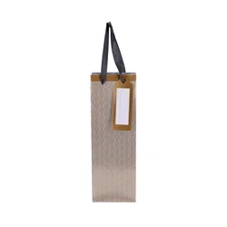 VREČKA DARILNA ZA STEKLENICO 12x35x8cm ČRTE RJAVA