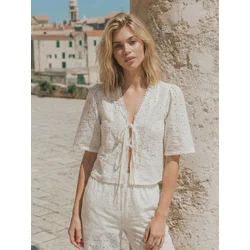 Pieces Ženska bluza Tyla, Kratki rukav, Bela