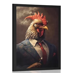 Plakat živalski gangster petelin - 60x90 white