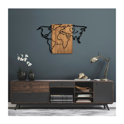 Wallity Zidna dekoracija Wold Map-316, 118x3x70cm, Hrast