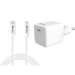Sandberg Punjač 441-57 sa Lightning kablom, USB-C, 1 m, 20W, Beli