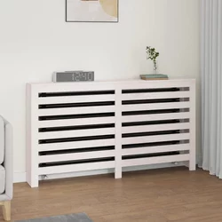 Vidaxl Pokrov za radiator bela 153x19x84 cm trdna borovina