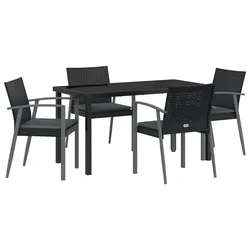 Vrtni set za objed 5 pcs Crna i Siva PE ratan