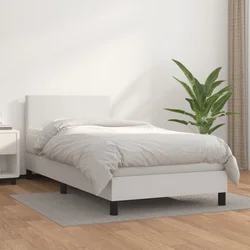 Vidaxl Box spring postelja z vzmetnico bela 80x200 cm umetno usnje
