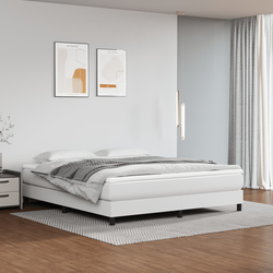 vidaXL Box spring postelja z vzmetnico bel 160x200 cm umetno usnje