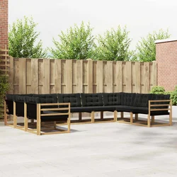 Set vanjskih sofa s jastukom 9 pcs Bijela i crna