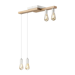 Luster na sajli CORTINA 4xE27/15W/230V bela/hrast