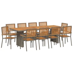 Vrtni set za objed 11 pcs Siva i smeđa poliratan