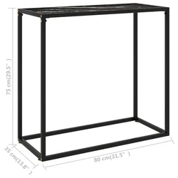 Konzolni stol crni 80 x 35 x 75 cm od kaljenog stakla