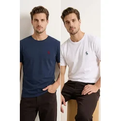Trendyol muška majica Tmnss26Ts00023, tamnoplava-bela