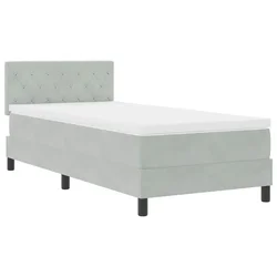 Vidaxl LED Box Spring Postelja z LED Svetlo siva 90 x 200 cm Žamet