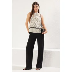 Trendyol Multicolored Satin Halter Neck Patterned Woven Blouse