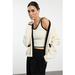 Trendyol Stone Color Block Knit Cardigan