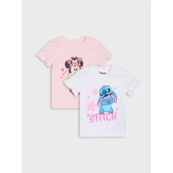 Sinsay - Pamučne majice sa printom 2 kom Minnie and Stitch - belo