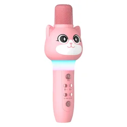 Free 2 Play Kiddigit Otroški bluetooth brezžični mikrofon z LED lučko, pink cat