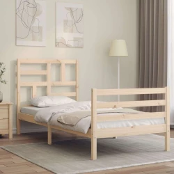 Greatstore Posteljni okvir z vzglavjem 2FT6 trden les