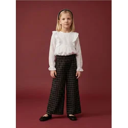 Sinsay - Pamučne wide leg pantalone sa kariranim dezenom - crno