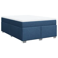 Vidaxl Box spring postelja z vzmetnico modra 140x200 cm blago
