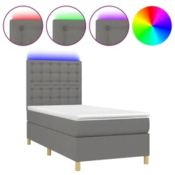 Vidaxl Box spring postelja z vzmetnico LED temno siva 80x200 cm blago