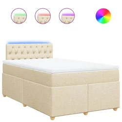 Vidaxl Box spring postelja z vzmetnico krem 120x190 cm blago